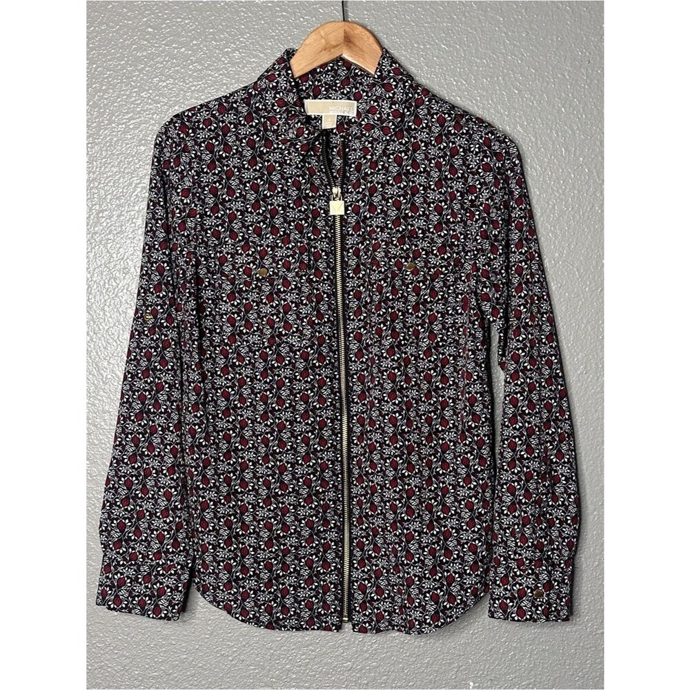 Michael Kors Zip up women’s floral blouse Small